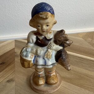 VTG‎ Ralph Staunton Ceramic Figurine Girl w/Egg Basket & Carrots Occupied Japan